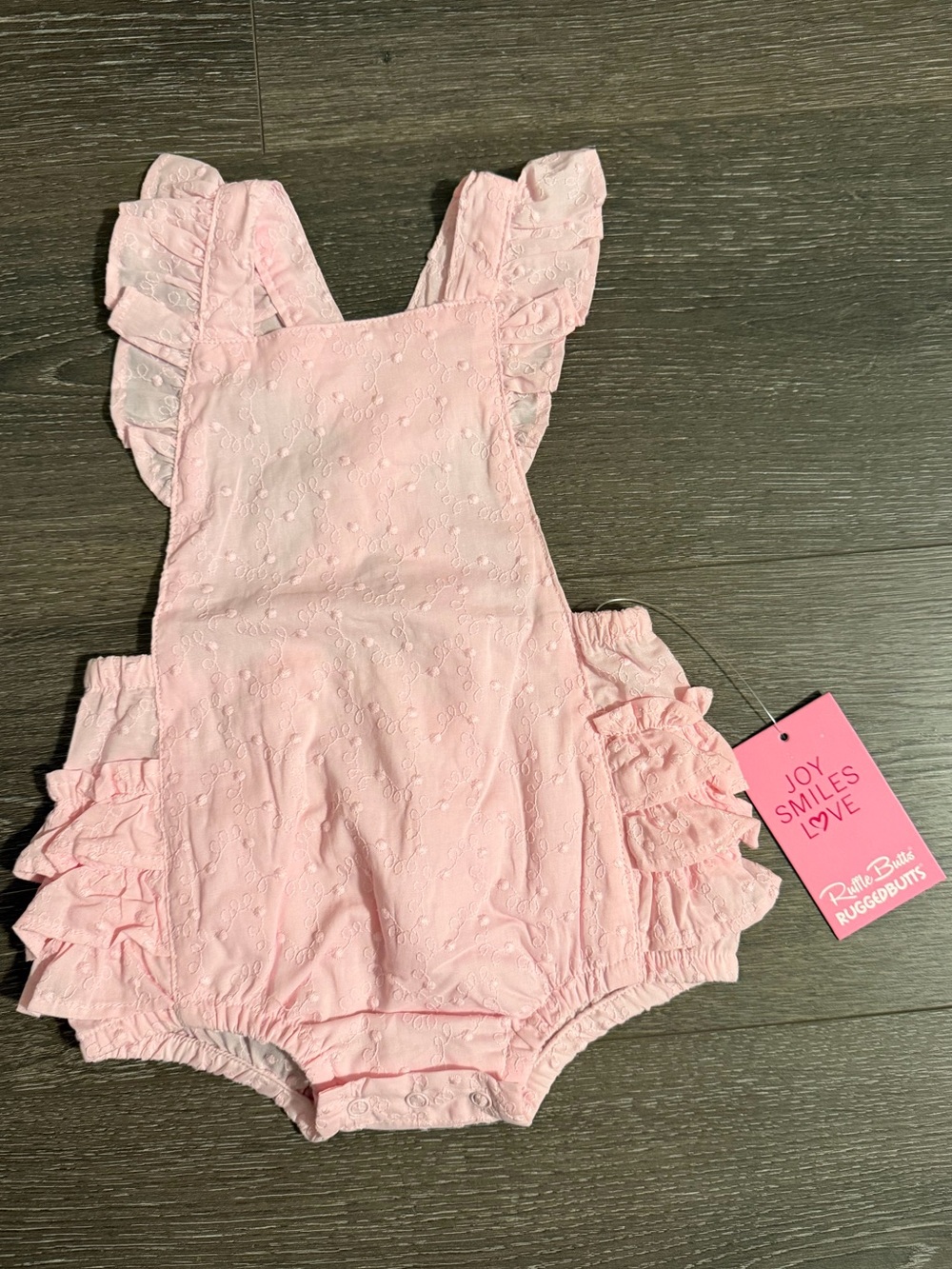 Ruffle Butts Pink Eyelet Ruffled Romper